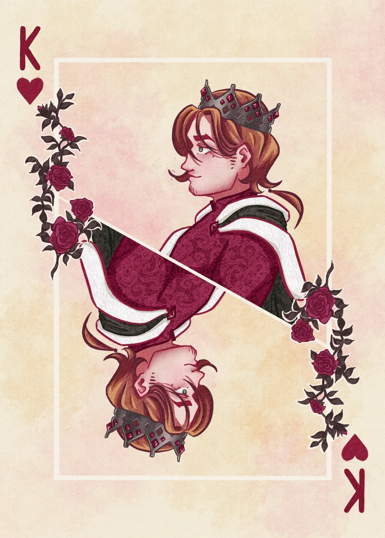 A drawing showing a king of hearts.