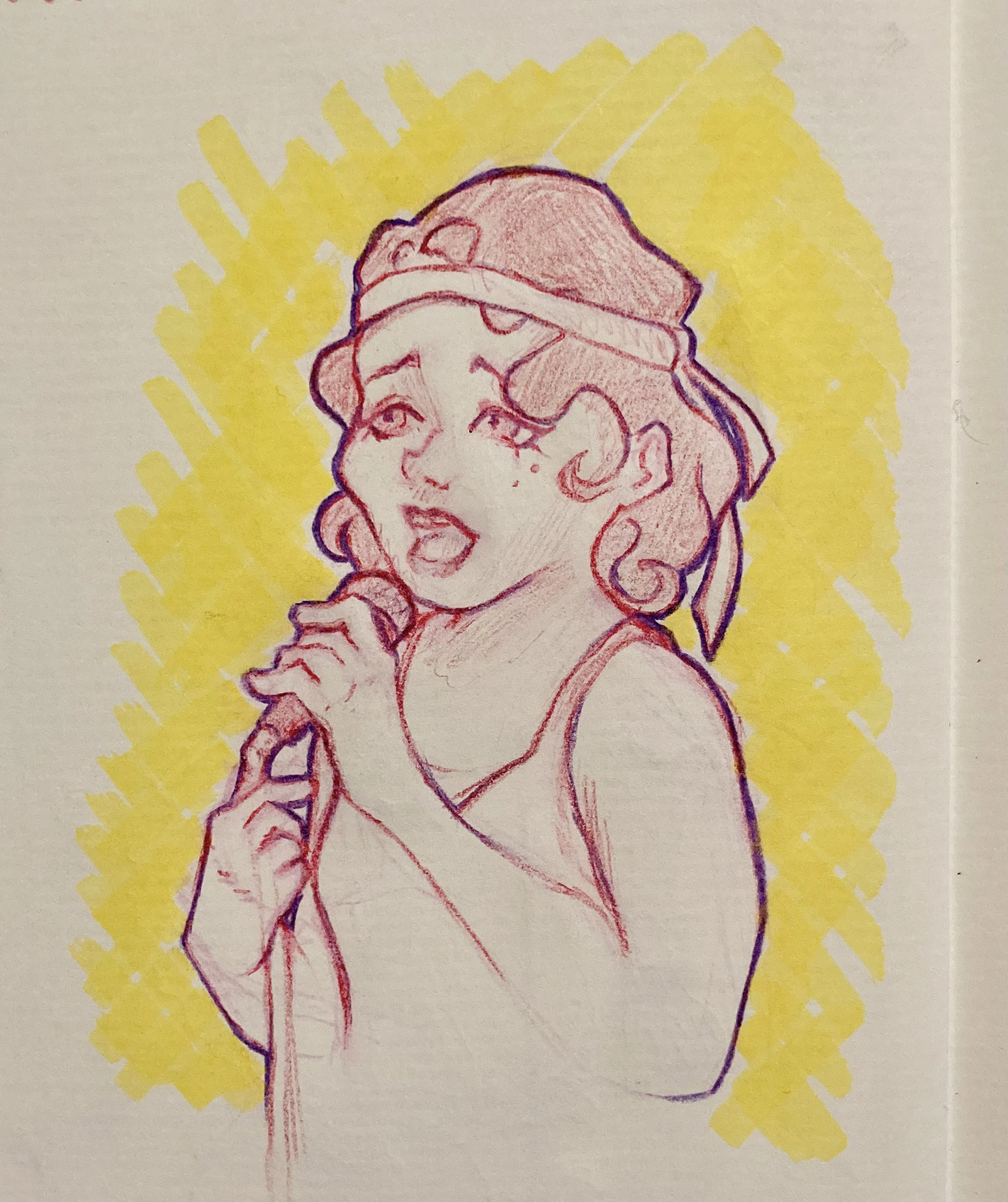 A simple drawing showing a 1920s singer.